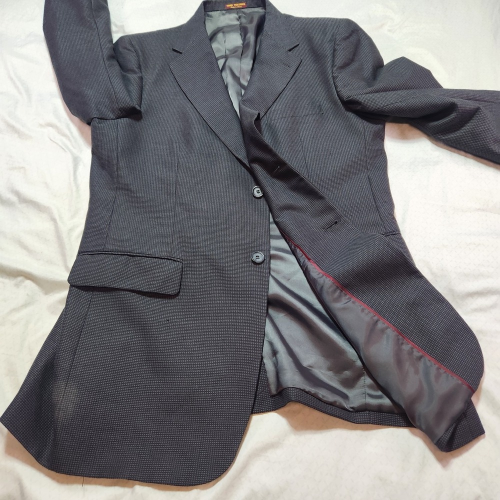 KENNETH MORTON Mens Size 42L Black Gray Sport Coat Suit Jacket Blazer Checkered - Picture 7 of 13
